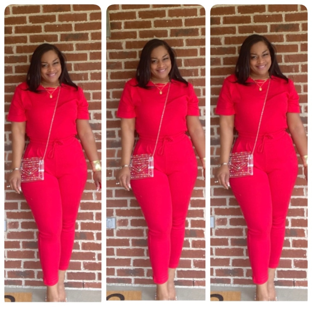 Women’s clothing 2 piece set (red)